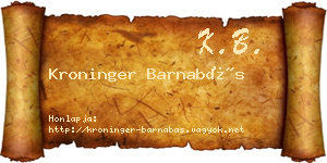 Kroninger Barnabás névjegykártya